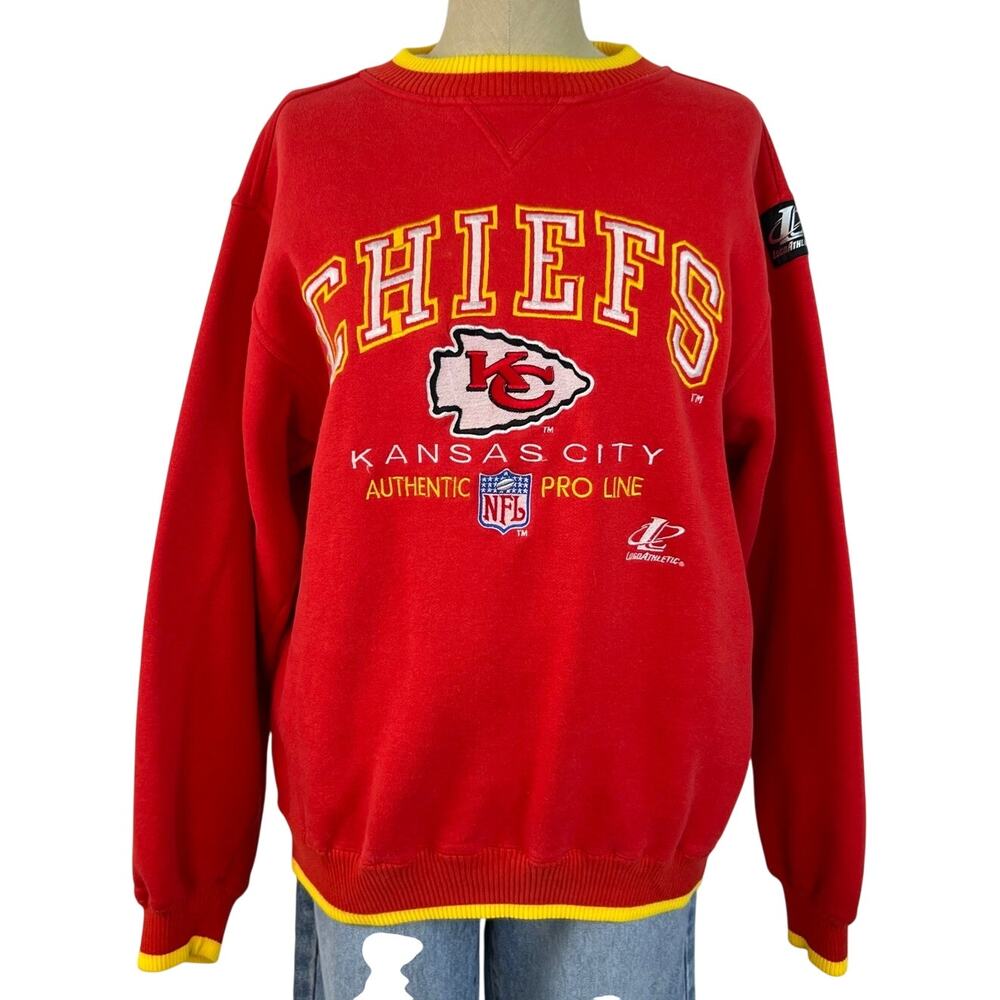 Vintage 90s Mens NFL Pro Line KC Kansas City Chiefs Football Heaavy Sweatshirt M